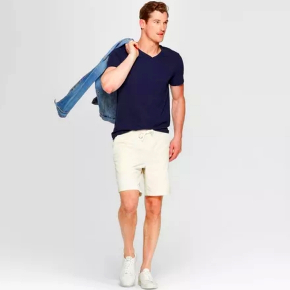 3for$19 Navy Blue Lyndale Short Sleeve V-Neck T-Shirt by Goodfellow - Picture 3 of 6